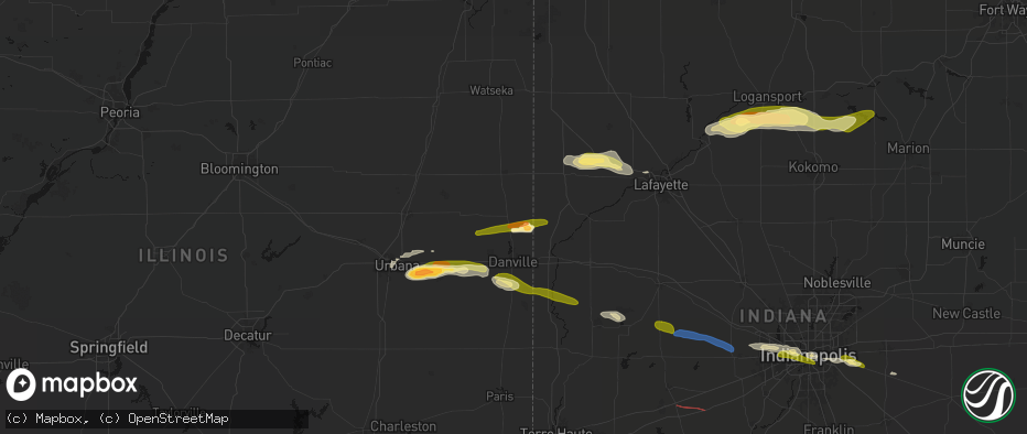 Hail map in Alvin, IL on June 16, 2026
