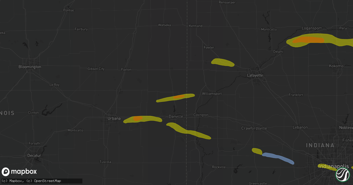 Hail map in Alvin, IL on June 16, 2026