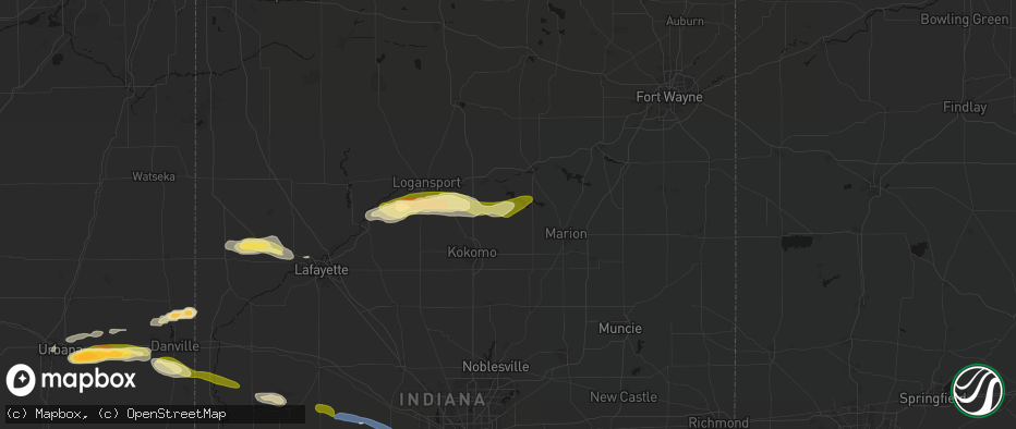 Hail map in Amboy, IN on June 16, 2026