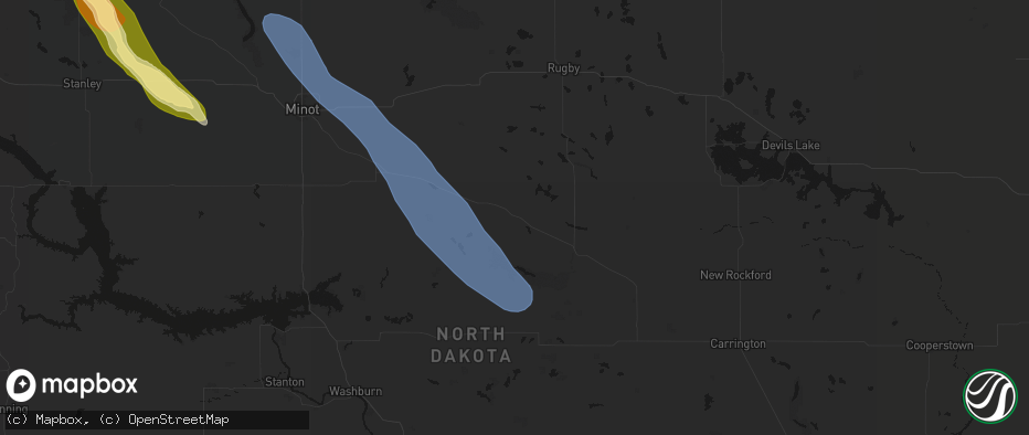 Hail map in Anamoose, ND on June 16, 2026