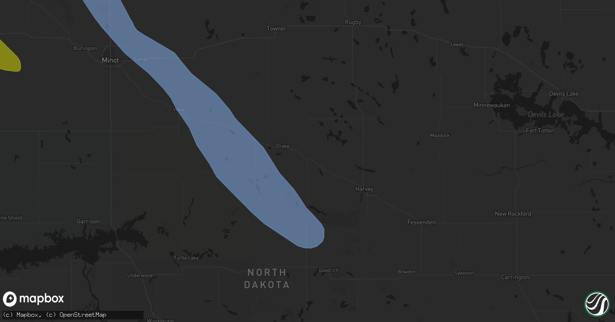 Hail map in Anamoose, ND on June 16, 2026