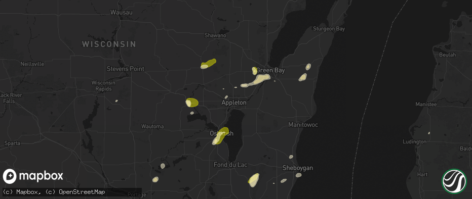 Hail map in Appleton, WI on June 16, 2026