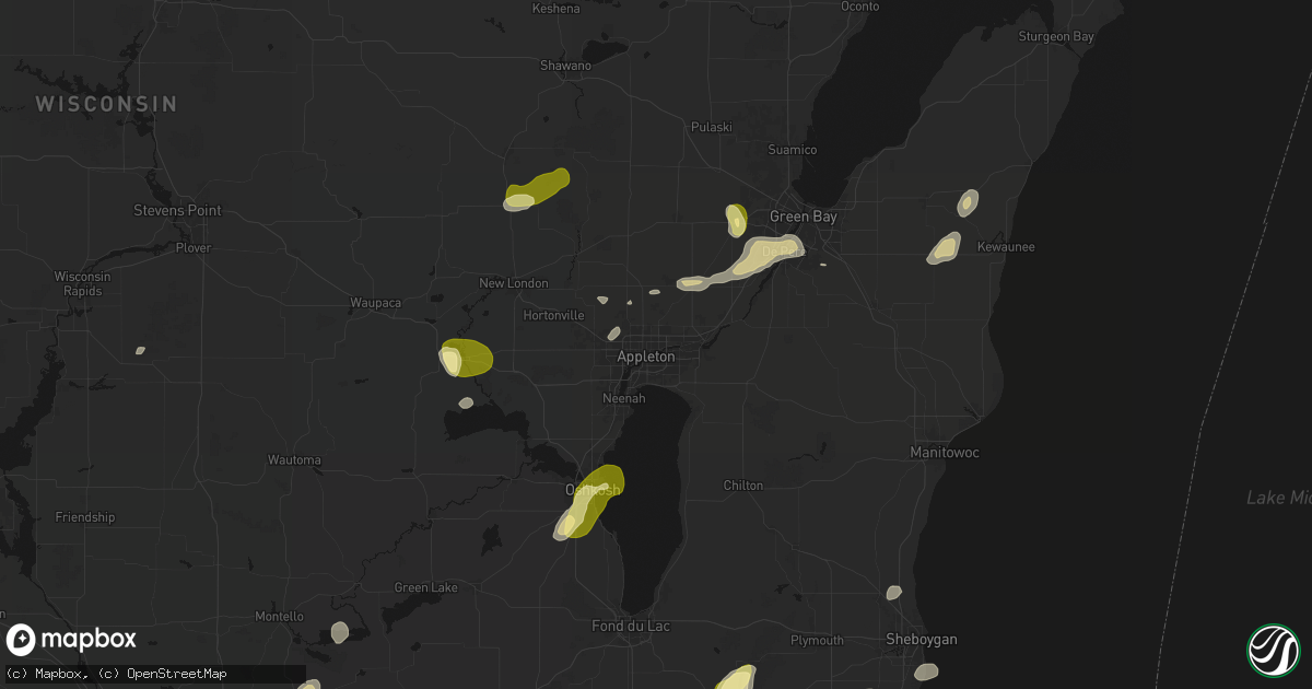 Hail map in Appleton, WI on June 16, 2026