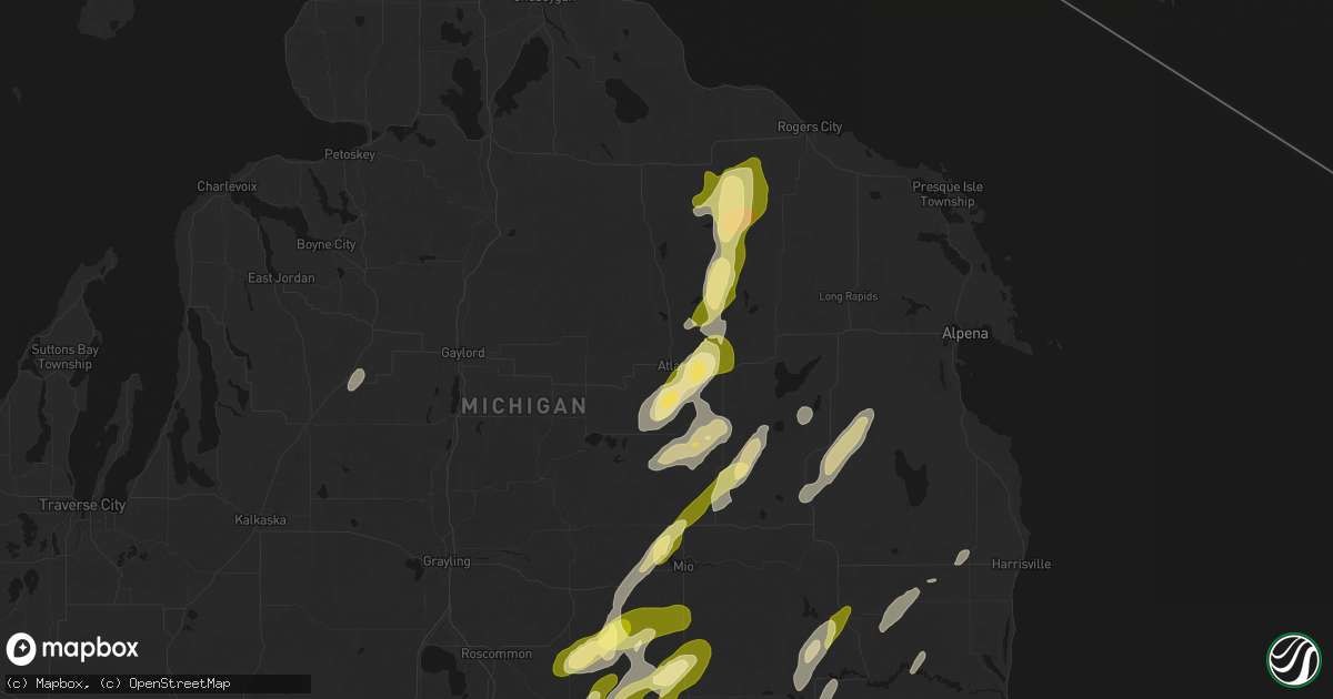 Hail map in Atlanta, MI on June 16, 2026