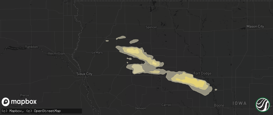 Hail map in Aurelia, IA on June 16, 2026