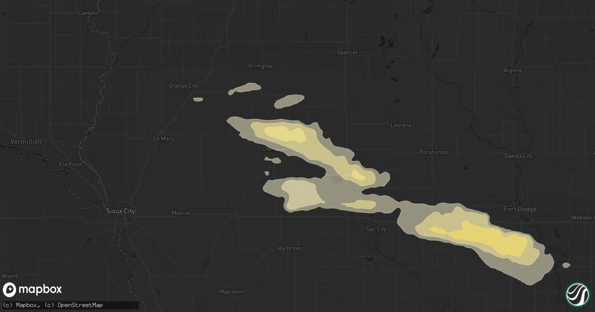 Hail map in Aurelia, IA on June 16, 2026