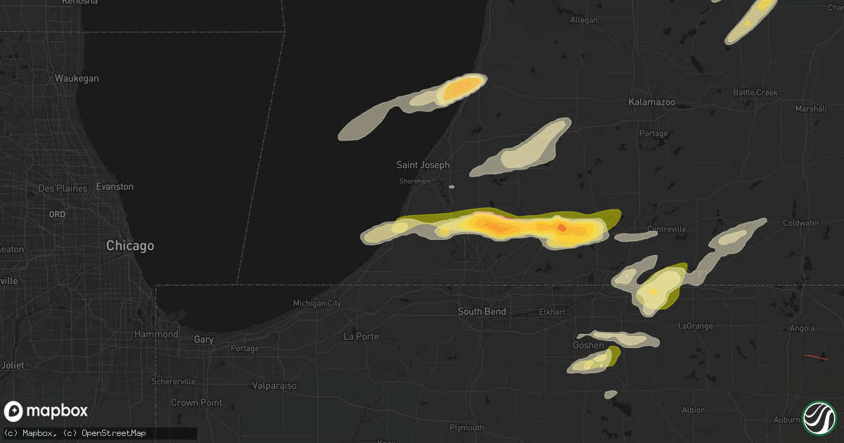 Hail map in Baroda, MI on June 16, 2026