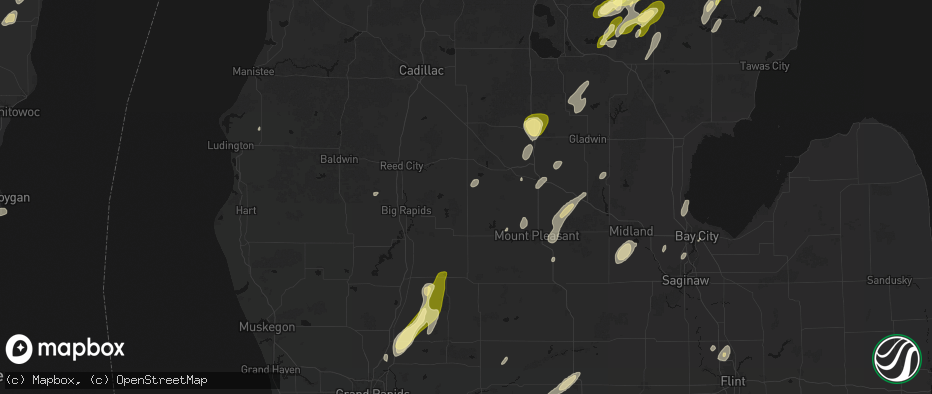Hail map in Barryton, MI on June 16, 2026