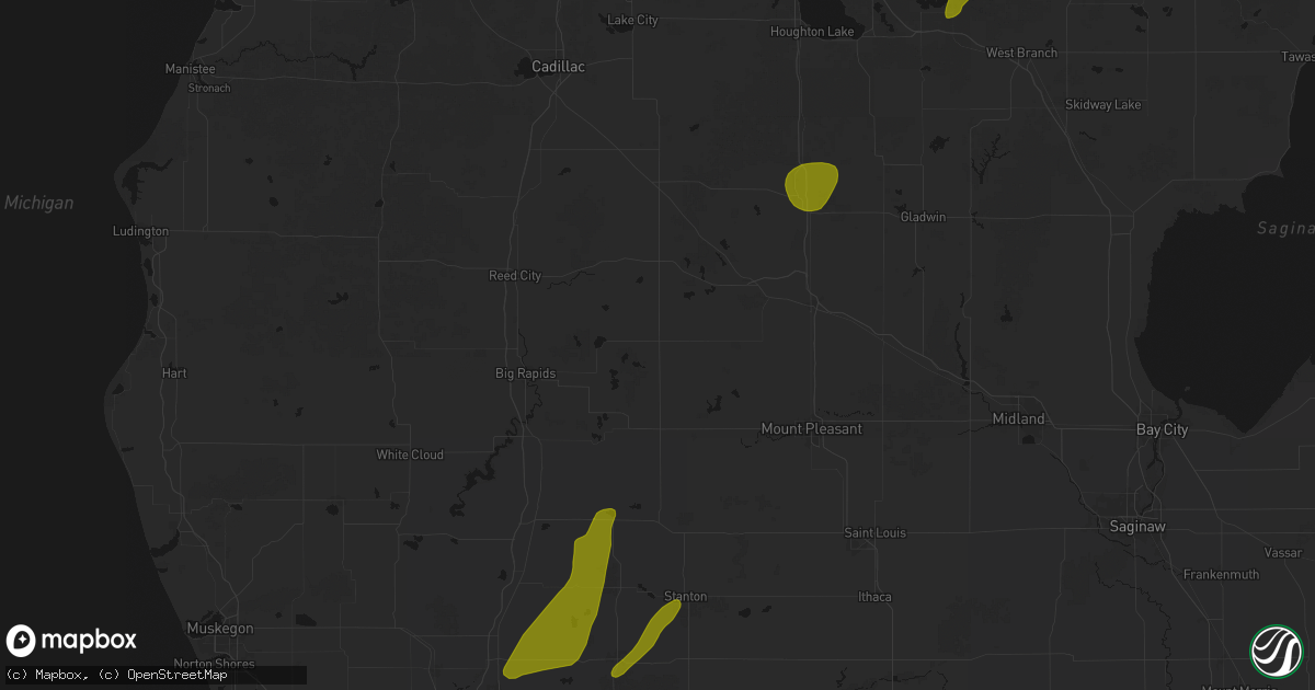 Hail map in Barryton, MI on June 16, 2026