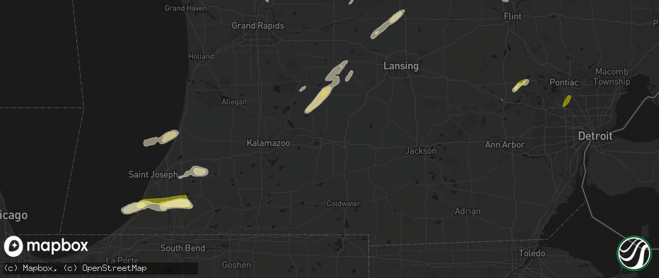 Hail map in Battle Creek, MI on June 16, 2026
