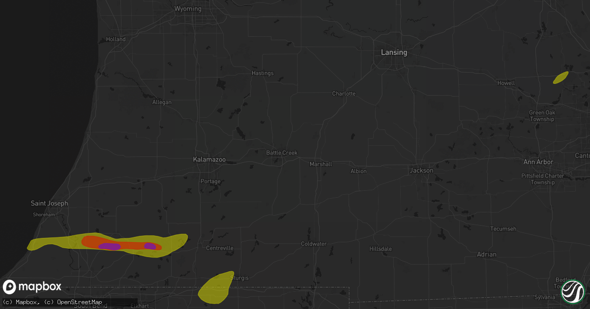 Hail map in Battle Creek, MI on June 16, 2026