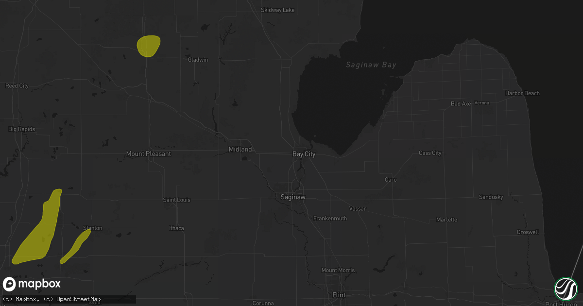 Hail map in Bay City, MI on June 16, 2026