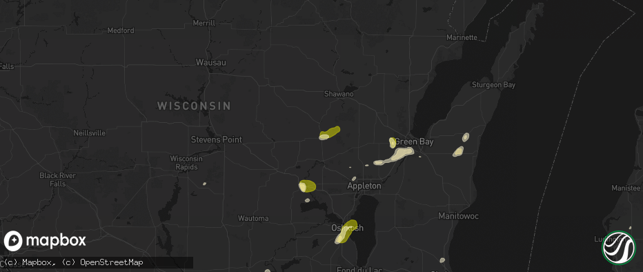 Hail map in Bear Creek, WI on June 16, 2026