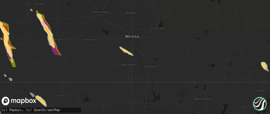 Hail map in Belle Plaine, KS on June 16, 2026