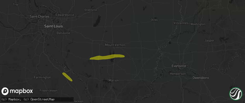 Hail map in Belle Rive, IL on June 16, 2026