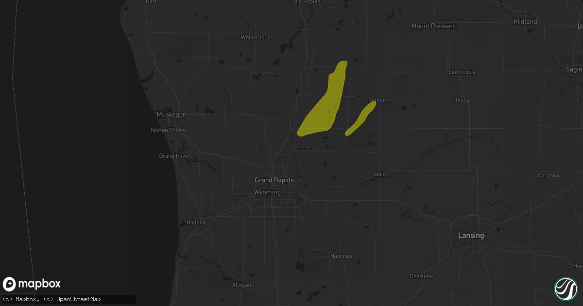 Hail map in Belmont, MI on June 16, 2026