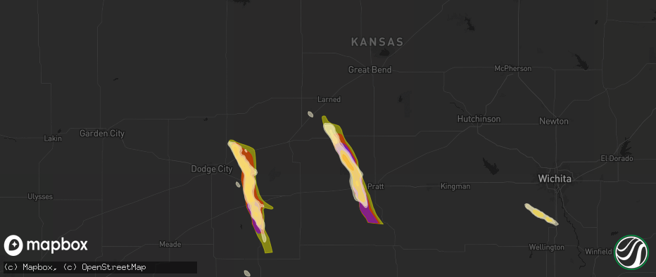 Hail map in Belpre, KS on June 16, 2026