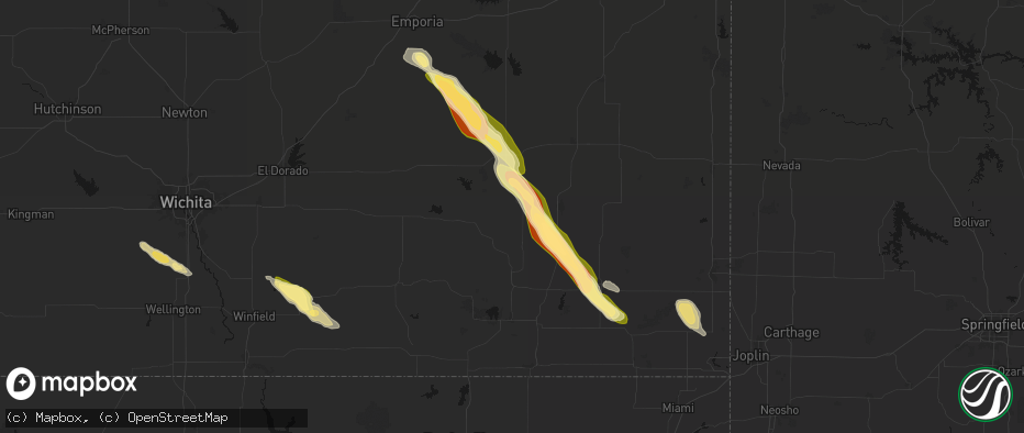 Hail map in Benedict, KS on June 16, 2026