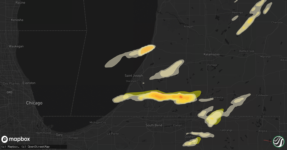 Hail map in Benton Harbor, MI on June 16, 2026