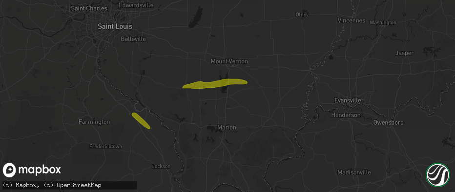 Hail map in Benton, IL on June 16, 2026