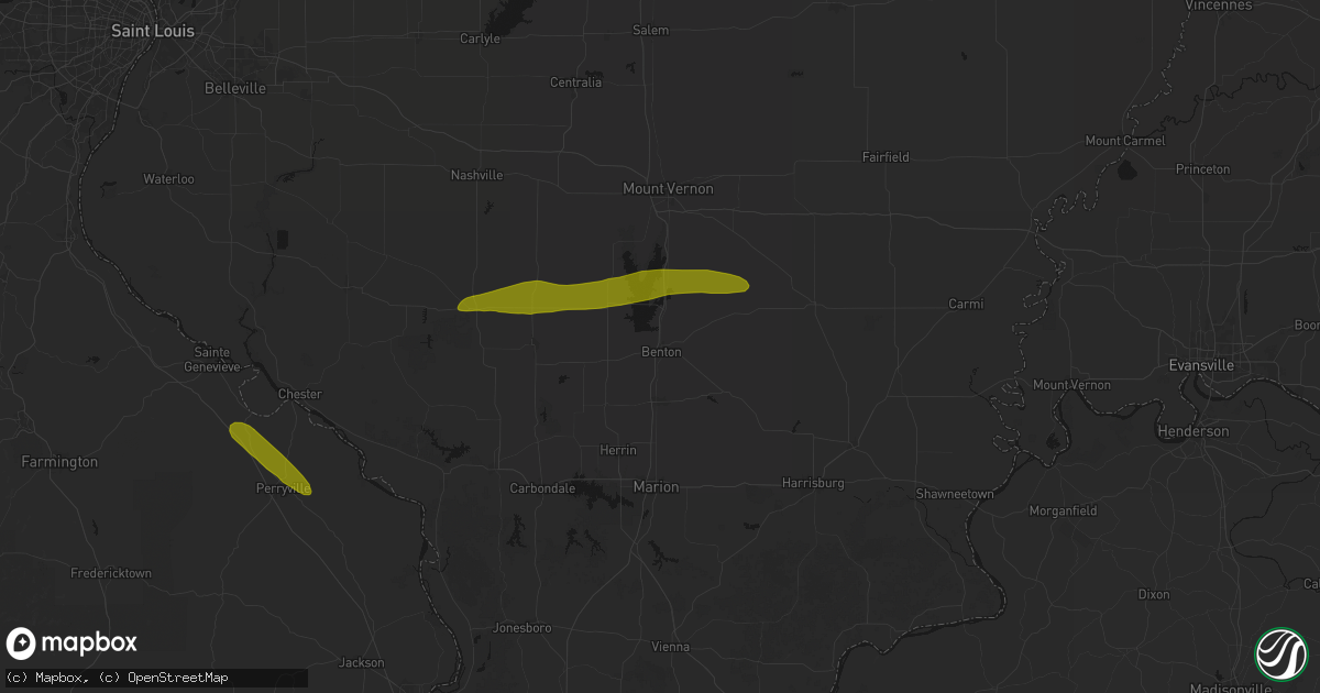Hail map in Benton, IL on June 16, 2026
