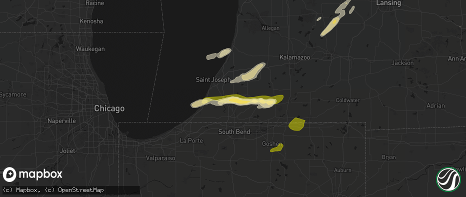 Hail map in Berrien Center, MI on June 16, 2026