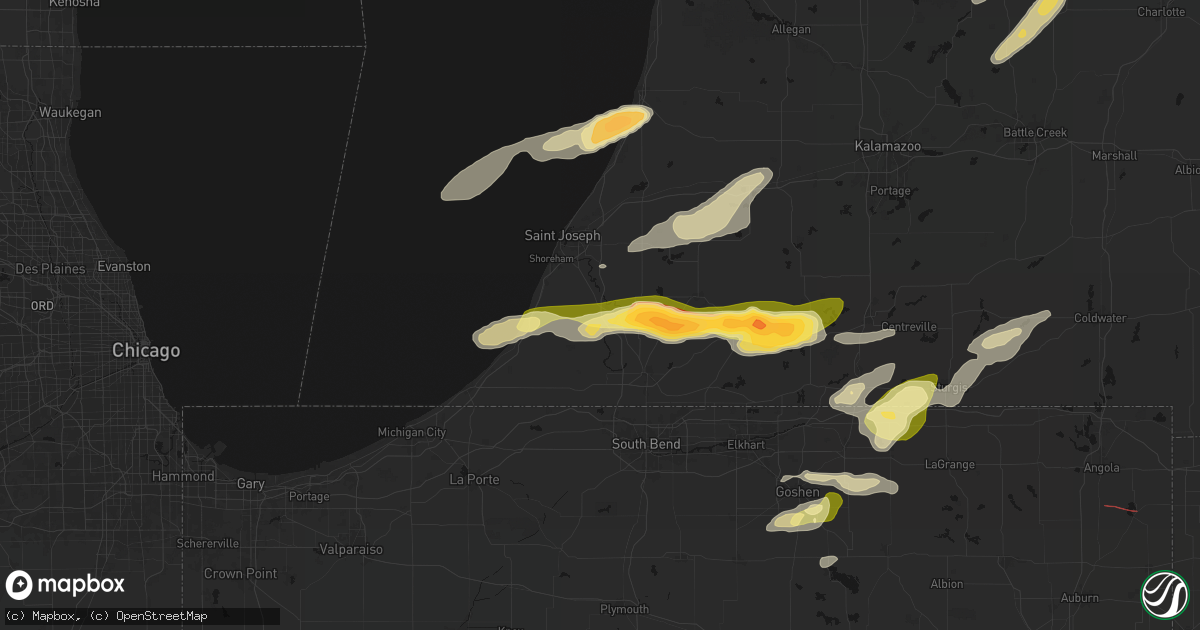 Hail map in Berrien Springs, MI on June 16, 2026