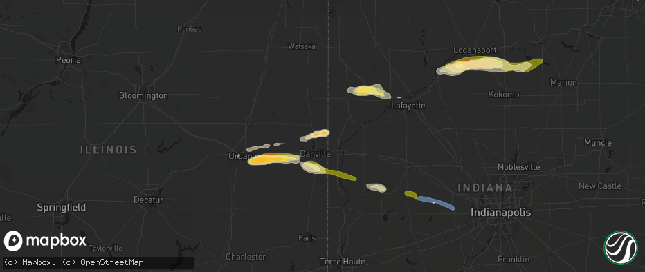 Hail map in Bismarck, IL on June 16, 2026