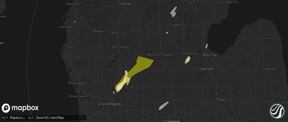 Hail map in Blanchard, MI on June 16, 2026