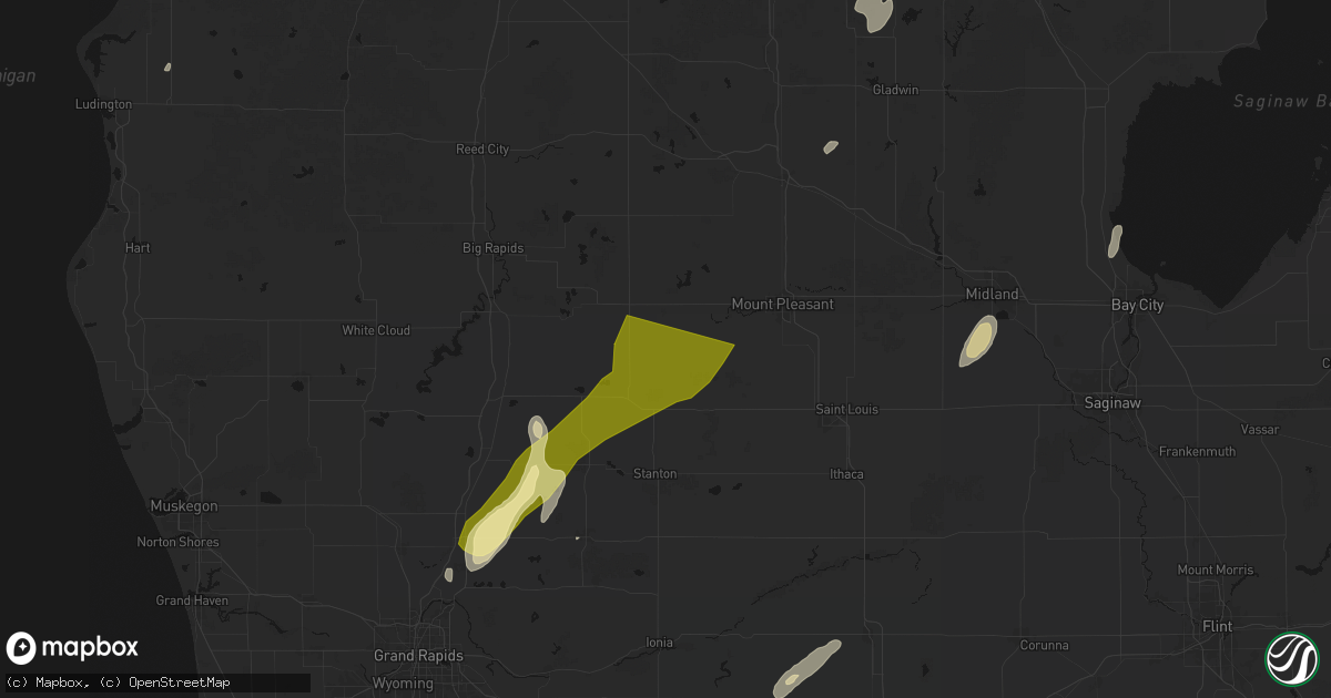 Hail map in Blanchard, MI on June 16, 2026
