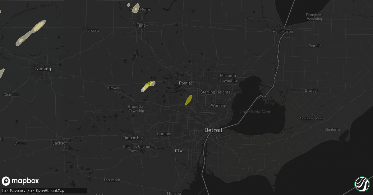 Hail map in Bloomfield Hills, MI on June 16, 2026