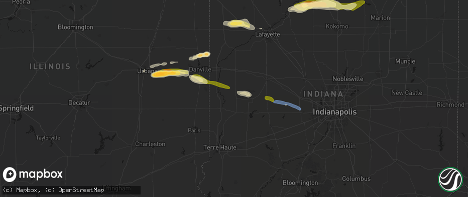 Hail map in Bloomingdale, IN on June 16, 2026