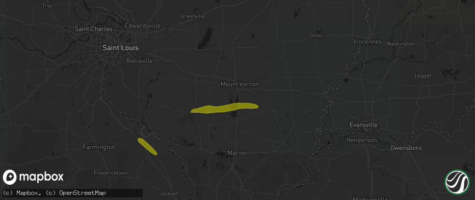 Hail map in Bonnie, IL on June 16, 2026