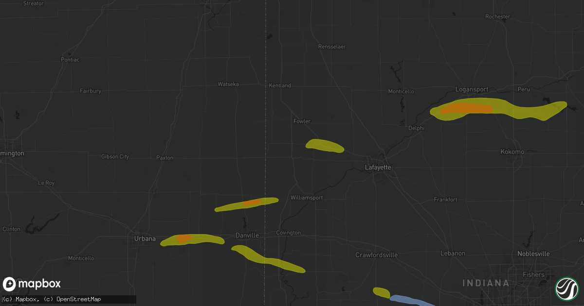 Hail map in Boswell, IN on June 16, 2026