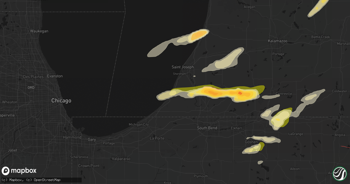 Hail map in Bridgman, MI on June 16, 2026