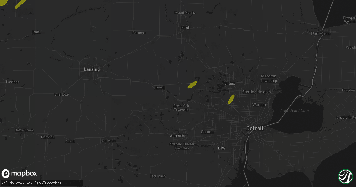 Hail map in Brighton, MI on June 16, 2026