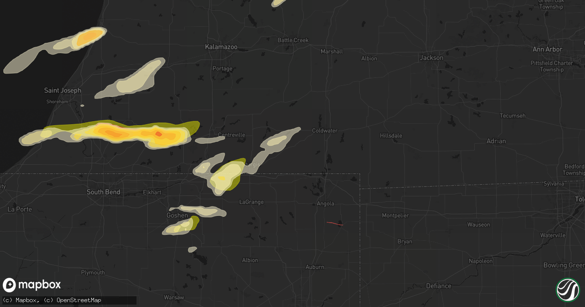 Hail map in Bronson, MI on June 16, 2026