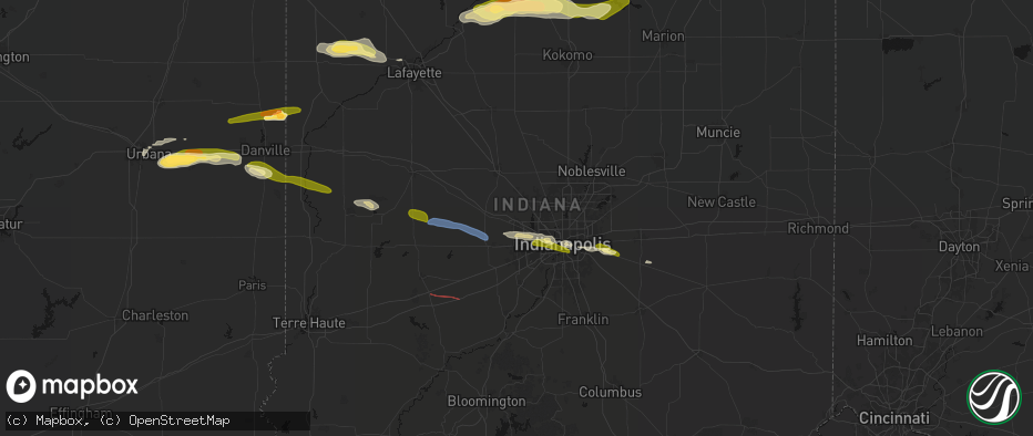 Hail map in Brownsburg, IN on June 16, 2026