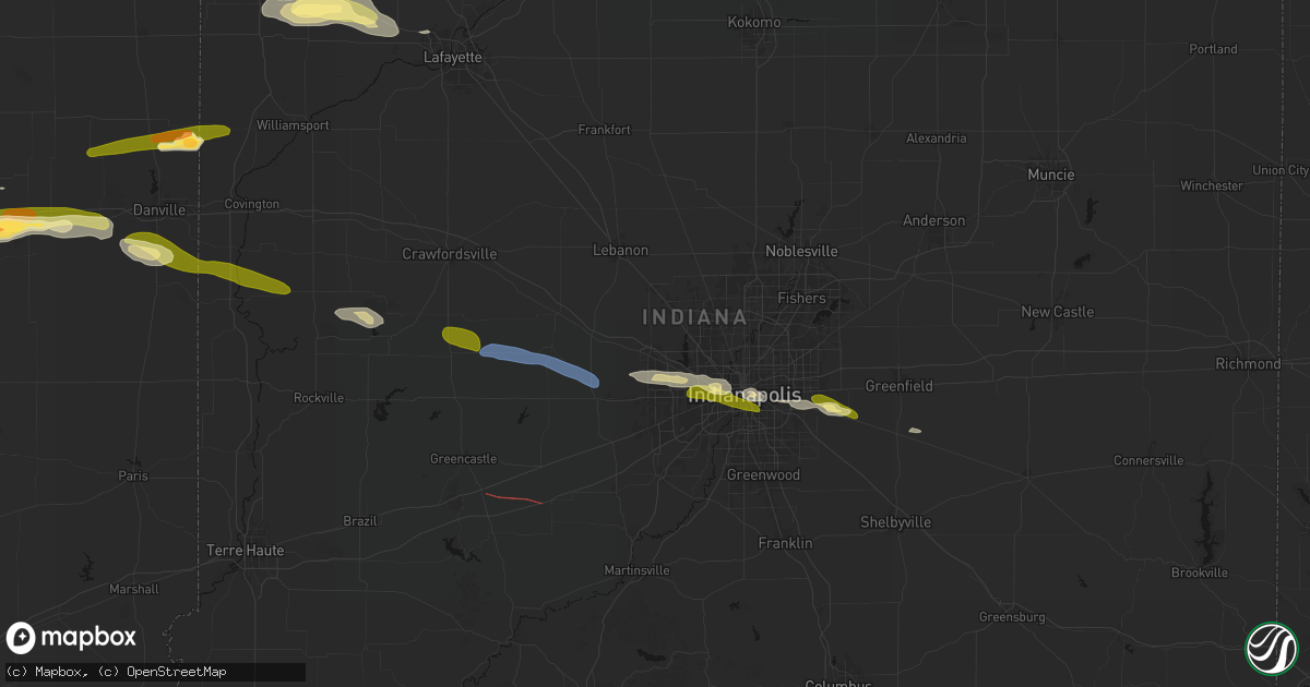 Hail map in Brownsburg, IN on June 16, 2026