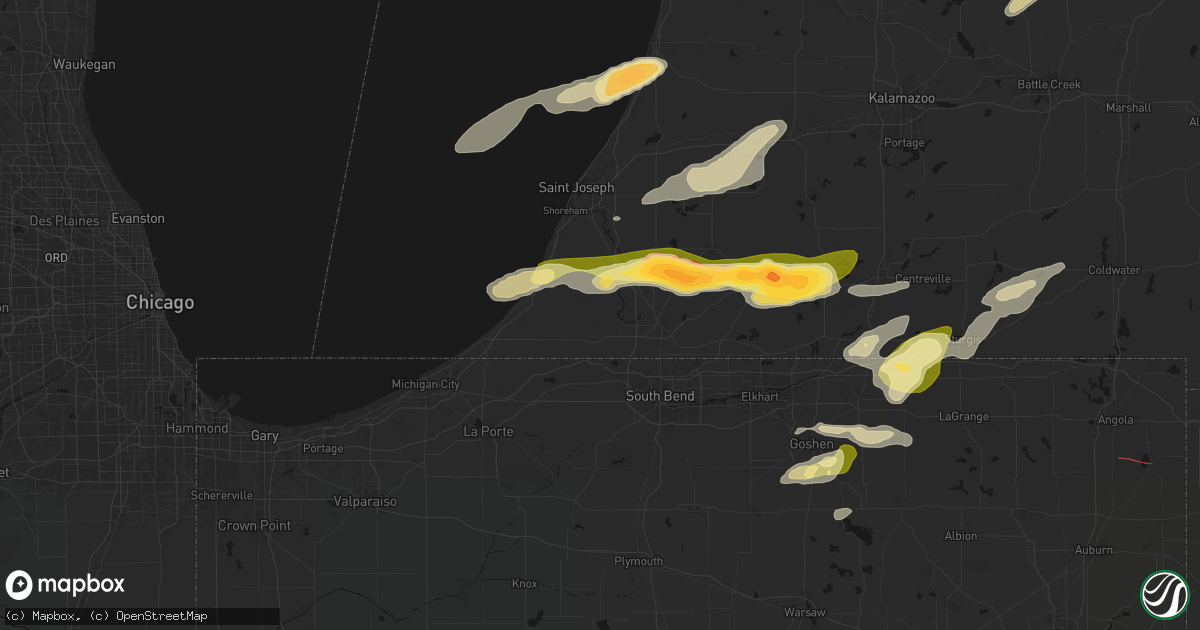 Hail map in Buchanan, MI on June 16, 2026