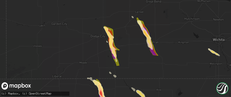 Hail map in Bucklin, KS on June 16, 2026