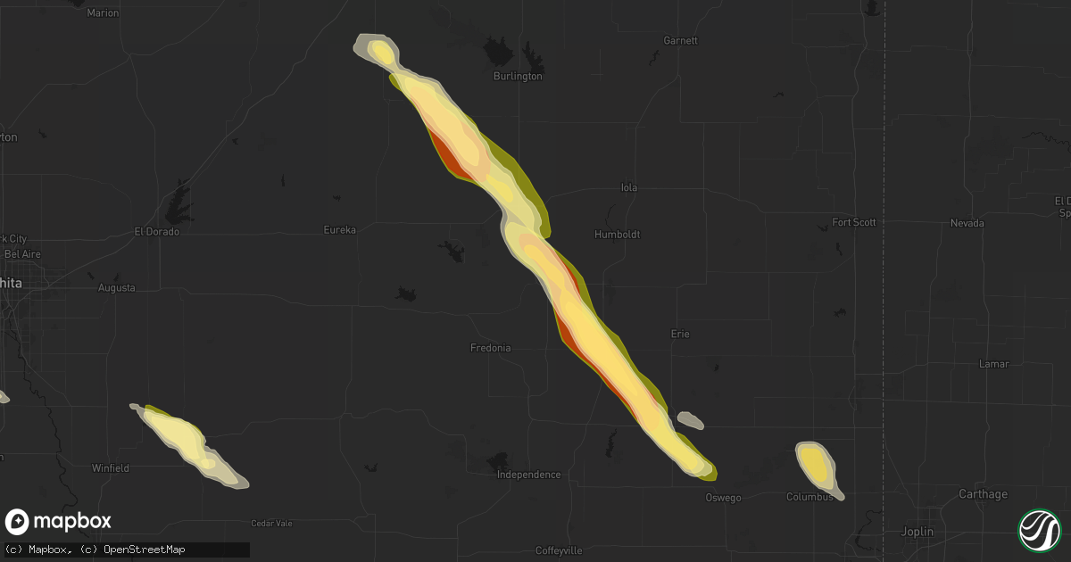Hail map in Buffalo, KS on June 16, 2026