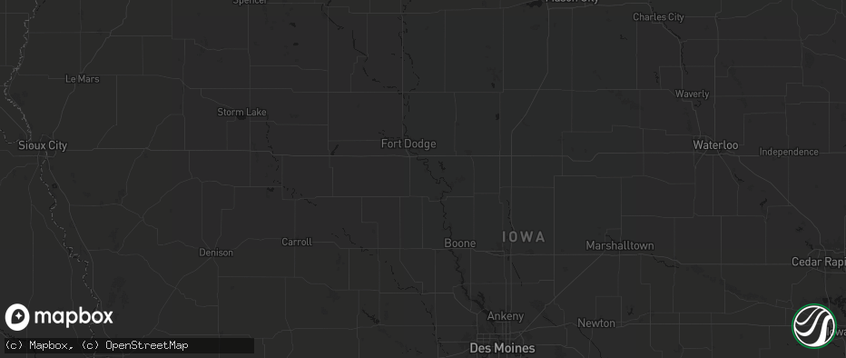 Hail map in Burnside, IA on June 16, 2026