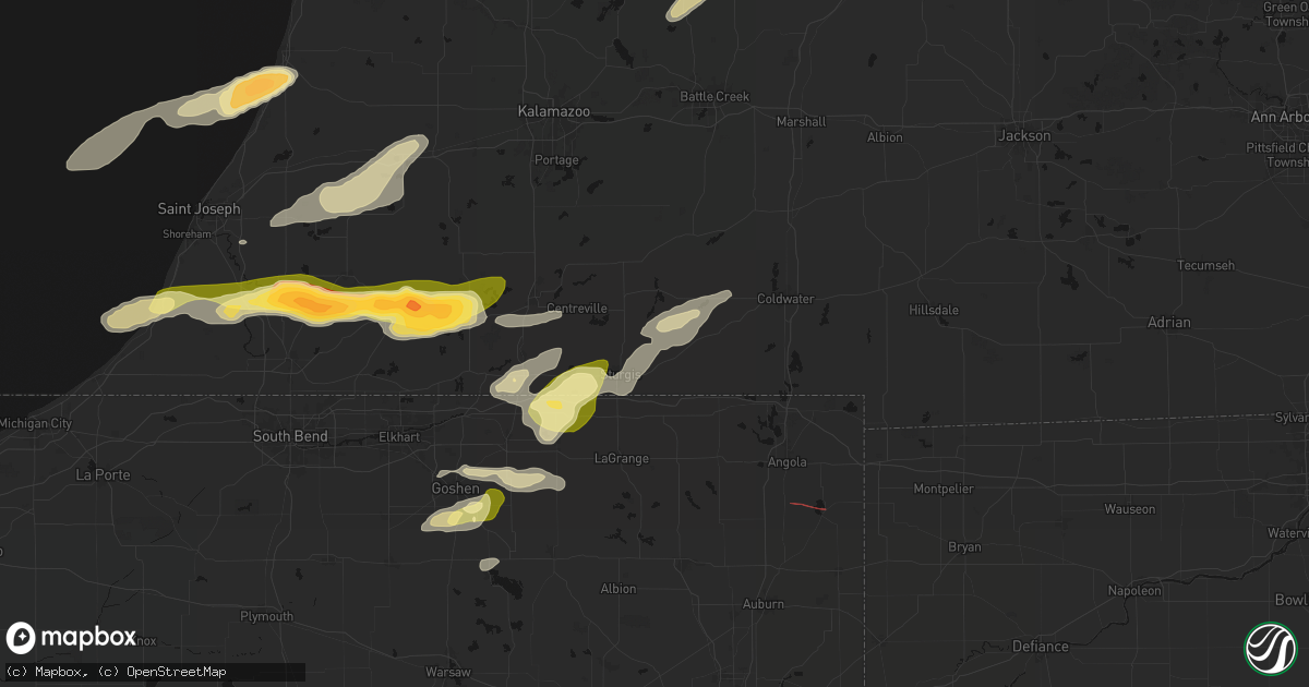 Hail map in Burr Oak, MI on June 16, 2026