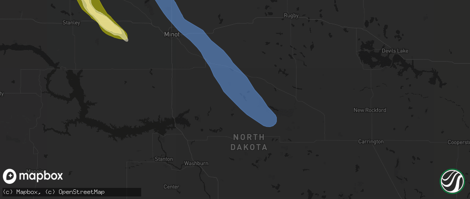 Hail map in Butte, ND on June 16, 2026