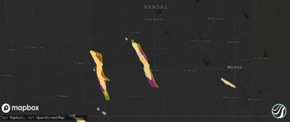 Hail map in Byers, KS on June 16, 2026