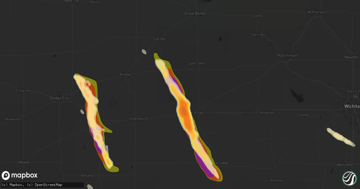 Hail map in Byers, KS on June 16, 2026