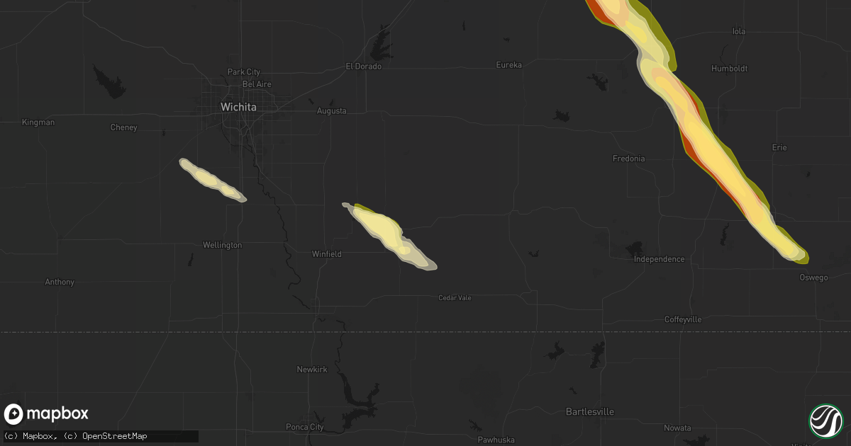Hail map in Cambridge, KS on June 16, 2026