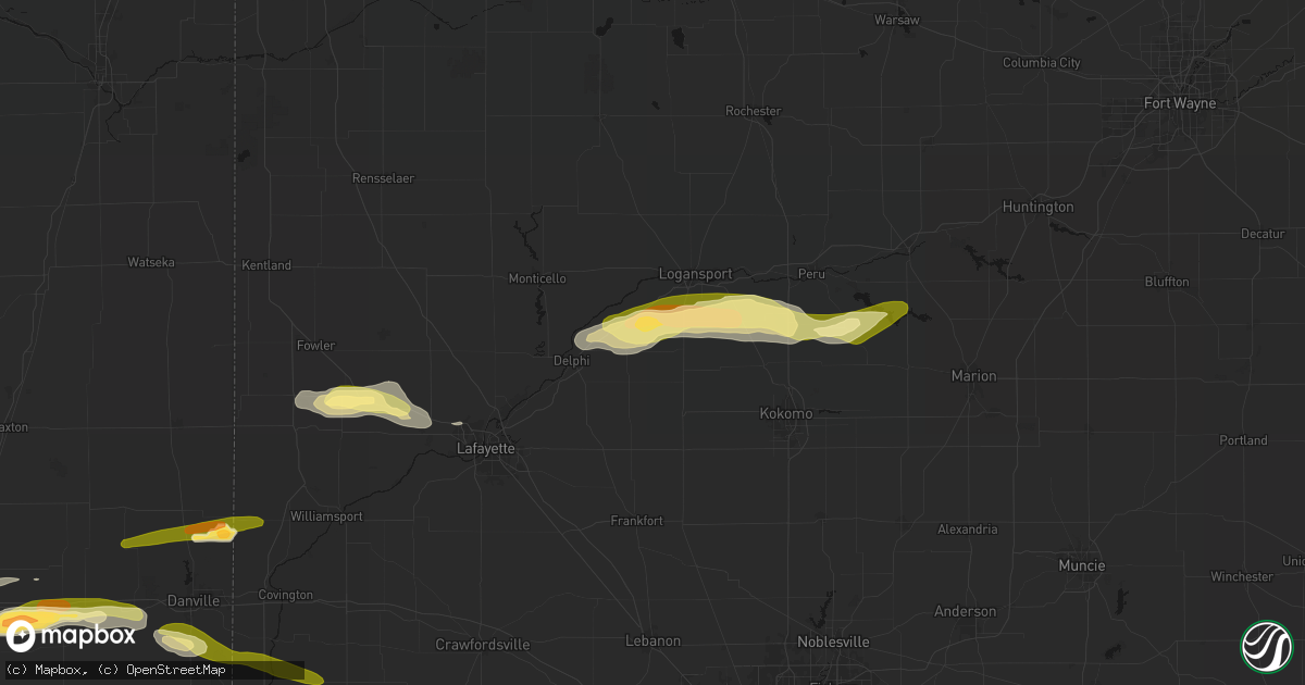 Hail map in Camden, IN on June 16, 2026