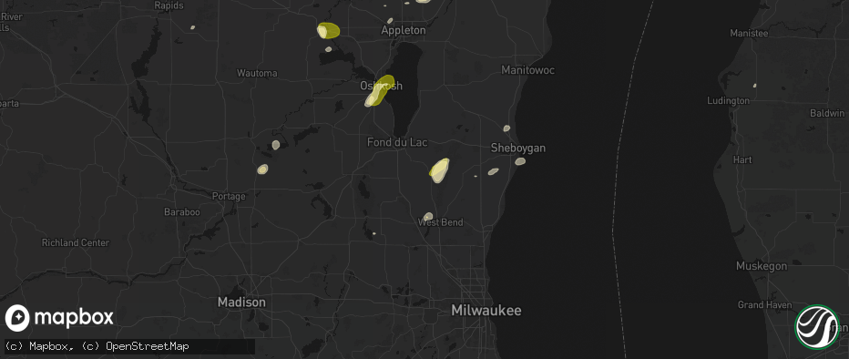 Hail map in Campbellsport, WI on June 16, 2026